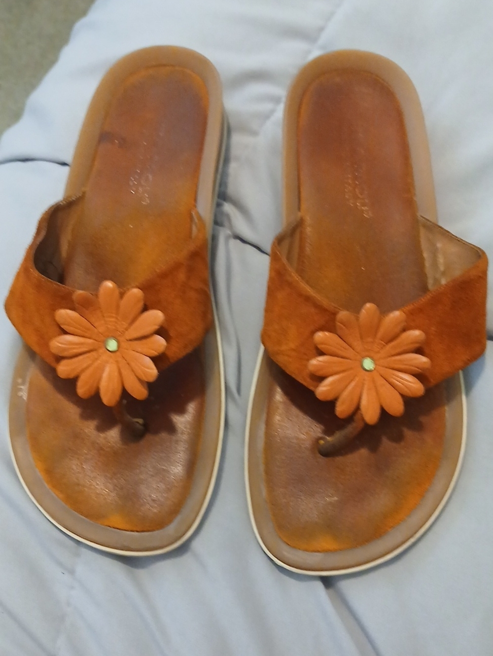 Mila Paoli Orange Floral Toe-Post Sandals